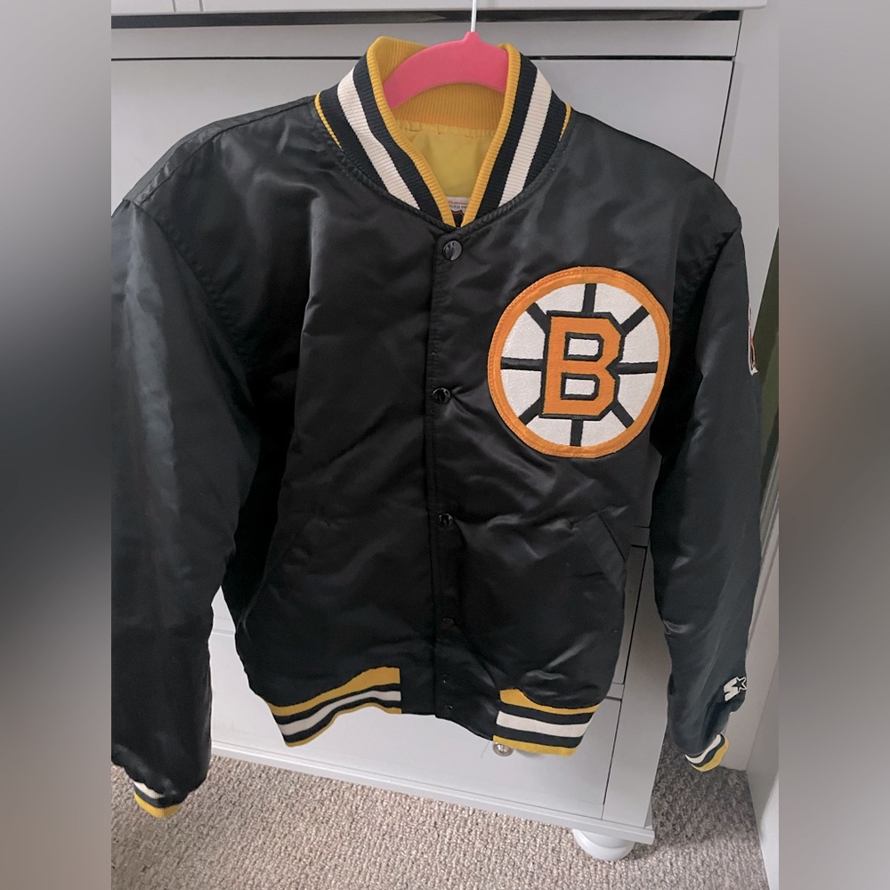 VINTAGE Boston Bruins Satin Bomber Jacket
